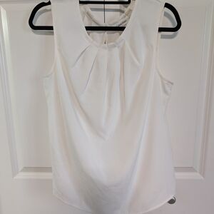 Calvin Klein White Pleated Bib Collar Blouse